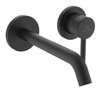 Ideal Standard Ceraline wall-Mounted Basin Mixer tap - Matte Black | Flush-mount kit 2 for final installation, water-saving FirmaFlow cartridge, A6938XG