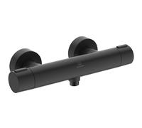 Ideal Standard Ceratherm Alu+ Exposed Shower Mixer, Made from 84% Recycled Aluminum, Water- and Energy-Saving, with Thermostat Function and Scald Protection - Matt Black (292x105x72 mm)