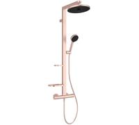 Ideal Standard Ceratherm Alu+ Exposed Shower System, Made from 100% Recycled Aluminum, Water-Saving showerhead with Adjustable Spray Modes and Scald Protection - Rosé (356x501x1113 mm)