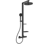 Ideal Standard Ceratherm Alu+ Exposed Shower System, Made from 84% Recycled Aluminum, Water-Saving showerhead with Adjustable Spray Modes and Scald Protection - Matt Black (356x501x1113 mm)