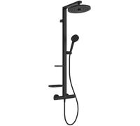 Ideal Standard Ceratherm Alu+ Shower System, Matt Black, Variable Sprays | Head shower Ø 26 cm & hand shower Ø 10 cm, Rain & SilkRain, MaxFlow 8/12 l/min, scald protection at 40 °C, CoolBody