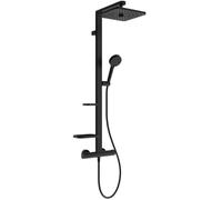 Ideal Standard Ceratherm Alu+ Shower System, Matt Black, Variable Sprays | Square head shower & hand shower Ø 10 cm, Rain & SilkRain, MaxFlow 8/12 l/min, scald protection at 40 °C, CoolBody
