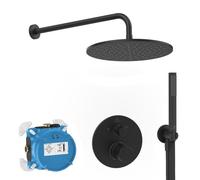 Ideal Standard Ceratherm T100 Complete Black Thermostatic Round Shower Head Set Ready to Fit Matt Black A7573XG