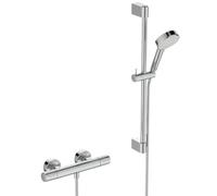 Ideal Standard Ceratherm T25 N Shower Mixer Package, Eco Water-Saving Shower Head with Variable Jet (6L/min), Includes Thermostat and Shower Rail (600mm) - Chrome