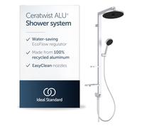 Ideal Standard Ceraflow Alu+ Shower Diverter System Ø260Mm 2 Function Shower Head, Ø100Mm 2 Function Handspray, 2 Shelves, Silver, Silver