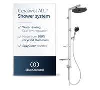 Ideal Standard Ceratwist Alu+ Shower System, Chrome, Variable Spray Modes | Head shower Ø 26 cm & hand shower Ø 10 cm, Rain & SilkRain, MaxFlow 8/12 l/min, soft EasyClean nozzles against limescale