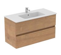 Ideal Standard Eurovit+ 1000cm wall mounted vanity basin unit with Cerabase single lever basin mixer tap, T531701, R0265Y8, BD054AA, Natural Oak
