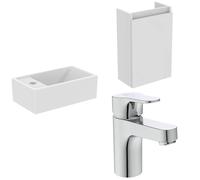 Ideal Standard Eurovit+ 35cm wall mounted left hand cloakroom basin unit with Cerabase single lever basin mixer tap, E211201, R0271WG, BD054AA, White