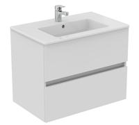 Ideal Standard Eurovit+ 70cm wall mounted vanity basin unit with Cerabase single lever basin mixer tap, E053501, R0261WG, BD054AA, White