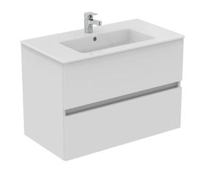 Ideal Standard Eurovit+ 80cm wall Mounted Vanity Basin Unit with Cerabase Single Lever Basin Mixer tap, E066901, R0263WG, BD054AA, White