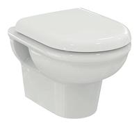 Ideal Standard - Exacto, Rimless Space-Saving wall-Mounted Toilet Without Rim, D-Shape Water Complete with Slow Closing Toilet seat, E-Packaging Dedicated to Ceramic Transport, White