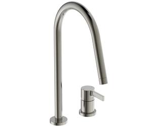 Ideal Standard - Gusto 2 Hole Kitchen tap, High spout with Round Design, with FirmaFlow Cartridge, 360° Swivel spout, Screw Connection from Below, PVD Finish, Silver Storm