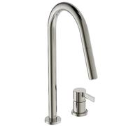 Ideal Standard - Gusto 2 Hole Kitchen tap, High spout with Round Design, with Pull-Out Spray and Dual Spray Modes, 360° Swivel spout, Screw Connection from Below, PVD Finish, Silver Storm