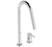 Ideal Standard - Gusto 2 Hole Kitchen tap, High spout with Round Design, with Pull-Out Spray and Dual Spray Modes, 360° Swivel spout, Screw Connection from Below, smartshine Finish, Chrome