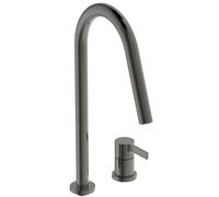 Ideal Standard - Gusto 2 Hole Kitchen tap, High spout with Round Design, with Pull-Out Spray and Dual Spray Modes, 360° Swivel spout, Screw Connection from Below, PVD Finish, Magnetic Grey
