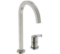 Ideal Standard - Gusto 2 Hole Kitchen tap, High spout with Square Design, with FirmaFlow Cartridge, 360° Swivel spout, Screw Connection from Below, PVD Finish, Silver Storm