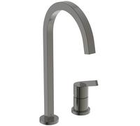 Ideal Standard - Gusto 2 Hole Kitchen tap, High spout with Square Design, with FirmaFlow Cartridge, 360° Swivel spout, Screw Connection from Below, PVD Finish, Magnetic Grey