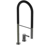Ideal Standard - Gusto 2 Hole Kitchen tap, Semi-Professional, with Pull-Out Spray and Dual Spray Modes, 360° Swivel spout, 6,7 l/min, Screw Connection from Below, PVD Finish, Magnetic Grey