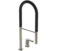 Ideal Standard - Gusto 2 Hole Kitchen tap, Semi-Professional, with Pull-Out Spray and Dual Spray Modes, 360° Swivel spout, 6,7 l/min, Screw Connection from Below, PVD Finish, Silver Storm