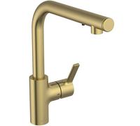 Ideal Standard - Gusto iMX Kitchen tap, High spout with Round L-Design, with Integrated soap Dispenser, 360° Swivel spout, Easy to Install with EasyFix+ Fixation, PVD Finish, Brushed Gold