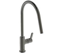 Ideal Standard - Gusto Kitchen tap, High spout with Round Design, with FirmaFlow Cartridge, 360° Swivel spout, Easy to Install with EasyFix+ Fixation, PVD Finish, Magnetic Grey