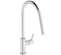Ideal Standard - Gusto Kitchen tap, High spout with Round Design, with FirmaFlow Cartridge, 360° Swivel spout, Easy to Install with EasyFix+ Fixation, smartshine Finish, Chrome