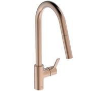 Ideal Standard - Gusto Kitchen tap, High spout with Round Design, with Pull-Out Spray and Dual Spray Modes, 360° Swivel spout, Easy to Install with EasyFix+ Fixation, PVD Finish, Sunset Rose