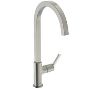 Ideal Standard - Gusto Kitchen tap, High spout with Square Design, with FirmaFlow Cartridge, 360° Swivel spout, Easy to Install with EasyFix+ Fixation, PVD Finish, Silver Storm