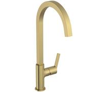 Ideal Standard - Gusto Kitchen tap, High spout with Square Design, with FirmaFlow Cartridge, 360° Swivel spout, Easy to Install with EasyFix+ Fixation, PVD Finish, Brushed Gold