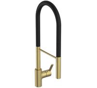Ideal Standard - Gusto Kitchen tap, Semi-Professional, with Pull-Out Spray and Dual Spray Modes, 360° Swivel spout, 6,3 l/min, Easy to Install with EasyFix+ Fixation, PVD Finish, Brushed Gold