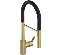 Ideal Standard - Gusto Kitchen tap, Semi-Professional, with Pull-Out Spray and Dual Spray Modes, 360° Swivel spout, 6,1 l/min, Easy to Install with EasyFix+ Fixation, PVD Finish, Brushed Gold