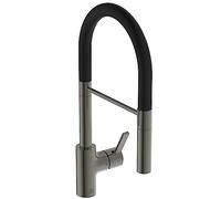 Ideal Standard - Gusto Kitchen tap, Semi-Professional, with Pull-Out Spray and Dual Spray Modes, 360° Swivel spout, 6,1 l/min, Easy to Install with EasyFix+ Fixation, PVD Finish, Magnetic Grey
