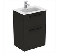 Ideal Standard I.life A Matt Carbon Grey Wood Effect Freestanding Bathroom Vanity Unit (H) 853mm (W) 600mm