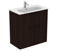 Ideal Standard I.life A Matt Coffee Brown Oak Effect Freestanding Vanity Unit & Basin Set - Includes Black Handle (W)840mm (H)853mm