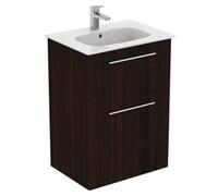 Ideal Standard I.life A Matt Coffee Brown Oak Effect Freestanding Vanity Unit & Basin Set With 2 Aluminium Handle (W)600mm (H)853mm