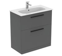 Ideal Standard I.life A Matt Quartz Grey Freestanding Vanity Unit & Basin Set With 2 Black Handle (W)840mm (H)853mm