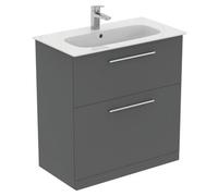 Ideal Standard I.life A Matt Quartz Grey Freestanding Vanity Unit & Basin Set With 2 Chrome Effect Handle (W)840mm (H)853mm
