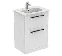 Ideal Standard I.life A Matt White Freestanding Vanity Unit & Basin Set With 2 Black Handle (W)600mm (H)853mm