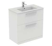 Ideal Standard I.life A Matt White Freestanding Vanity Unit & Basin Set With 2 Chrome Effect Handle (W)840mm (H)853mm