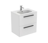 Ideal Standard I.life A Matt White Wall-Mounted Vanity Unit & Basin Set With 2 Black Handle (W)600mm (H)630mm