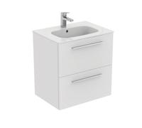 Ideal Standard I.life A Matt White Wall-Mounted Vanity Unit & Basin Set With 2 Chrome Effect Handle (W)600mm (H)630mm