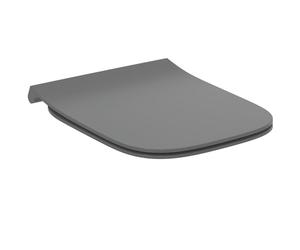 Ideal Standard i.Life B Toilet seat with Slim, Square Shape - Grey | Removable toilet seat with soft-close mechanism and robust stainless steel hinges, T500358