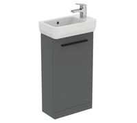 Ideal Standard I.life S Matt Quartz Grey Freestanding Cloakroom Vanity Unit & Basin Set - Includes Black Handle (W)450mm (H)740mm