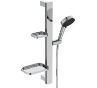 Ideal Standard Idealrain Alu+ Shower kit with Rail, Water-Saving Shower Head with Two Spray Types (Gentle Rain and Massage) and Adjustable Shelves - Chrome (349x157x600 mm)
