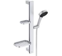 Ideal Standard Idealrain Alu+ Shower kit with Rail, Water-Saving Shower Head with Two Spray Types (Gentle Rain and Massage) and Adjustable Shelves - Silver (349x157x600 mm)