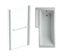Ideal Standard Tempo Cube White L-Shaped Left-Handed Shower Bath, Panel & Screen Set (L)1695mm
