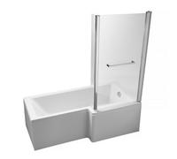 Ideal Standard Tempo Cube White L-Shaped Right-Handed Shower Bath, Panel & Screen Set (L)1695mm