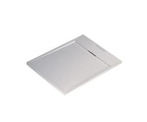 Ideal Standard - Ultra Flat S i.Life 100 x 70 cm Rectangular Resin Shower Tray with Short Side Waste - Matt Finish Stone Effect - White