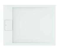 Ideal Standard - Ultra Flat S i.Life 90 x 70 cm Rectangular Resin Shower Tray with Short Side Waste - Matt Finish Stone Effect - White