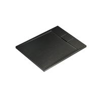 Ideal Standard - Ultra Flat S i.Life, Rectangular Shower Tray 100x80 in Resin, Short Side Drain, Matt Stone Effect Finish, Black